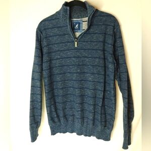 D2 Kangol Sweater Mens M Blue Pullover 1/4 Zip Lightweight Stretch Casual Preppy